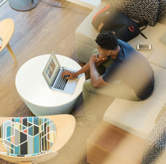 A guy working remotely.